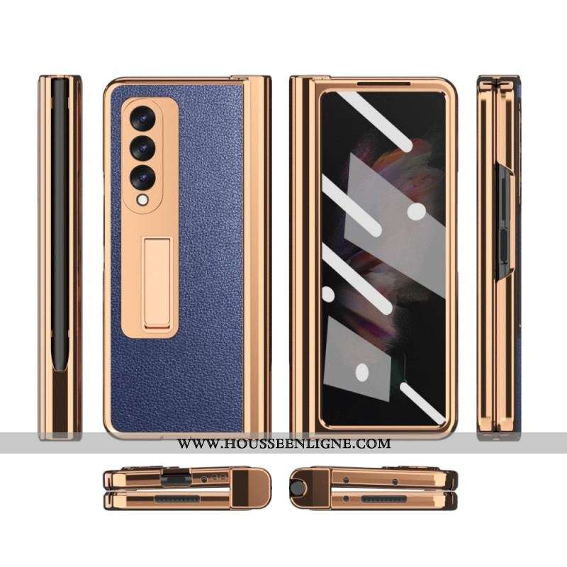 Coque Samsung Galaxy Z Fold 3 5G Cuir Litchi Multi-Fonctions