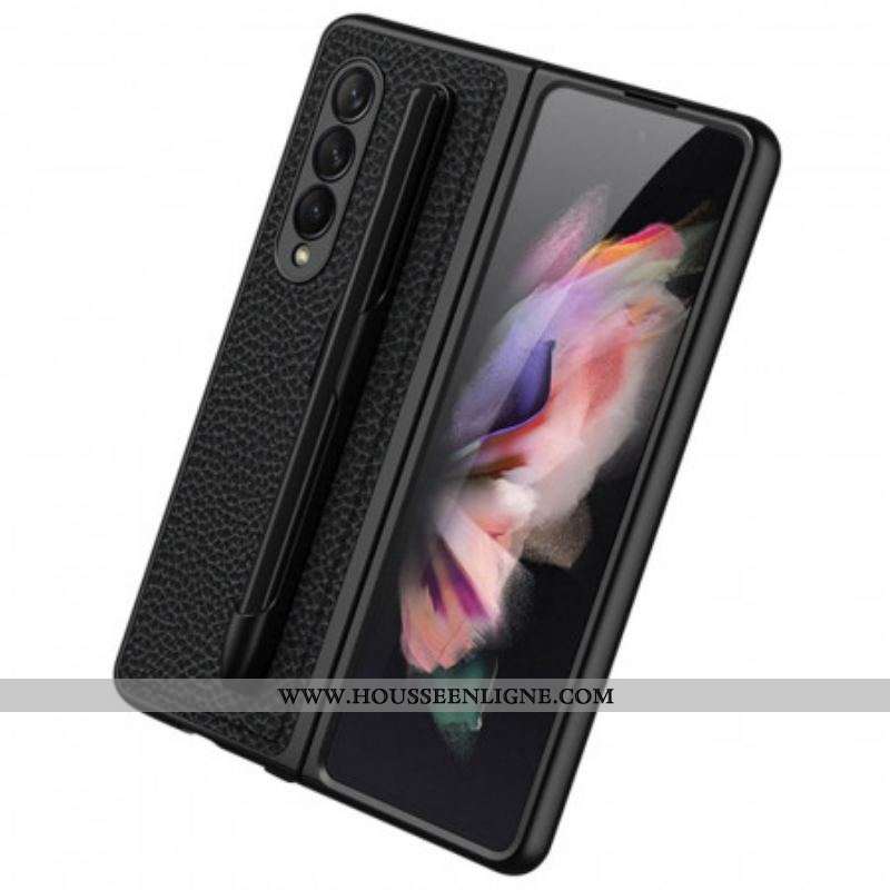 Coque Samsung Galaxy Z Fold 3 5G Cuir Litchi Porte-Stylet GKK