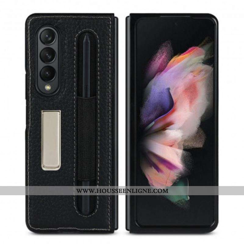 Coque Samsung Galaxy Z Fold 3 5G Cuir Litchi Support
