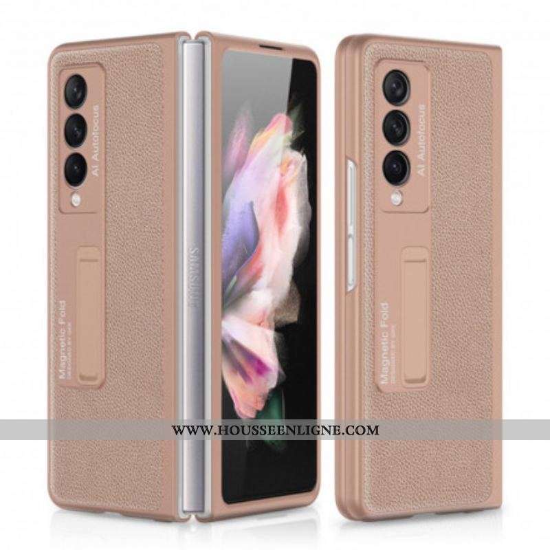 Coque Samsung Galaxy Z Fold 3 5G Cuir Litchi Support GKK