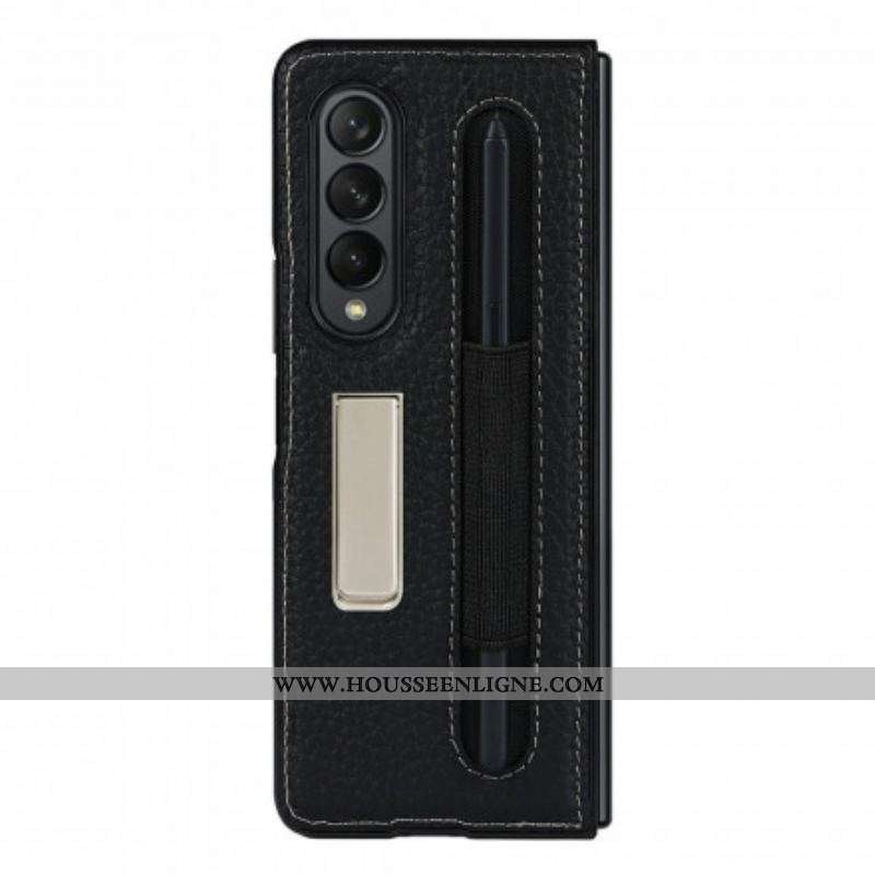 Coque Samsung Galaxy Z Fold 3 5G Cuir Litchi Support