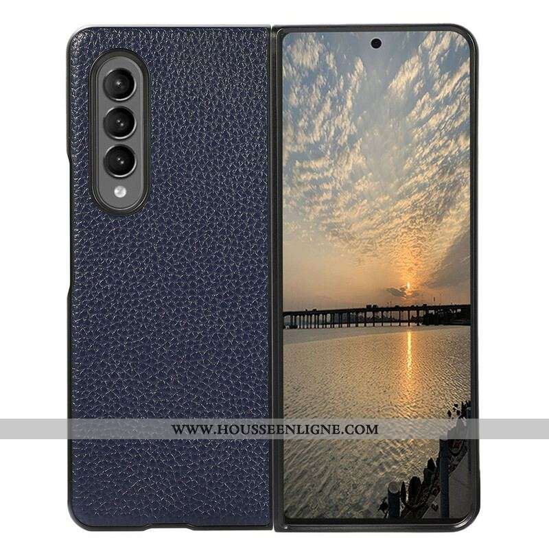 Coque Samsung Galaxy Z Fold 3 5G Cuir Litchi Véritable