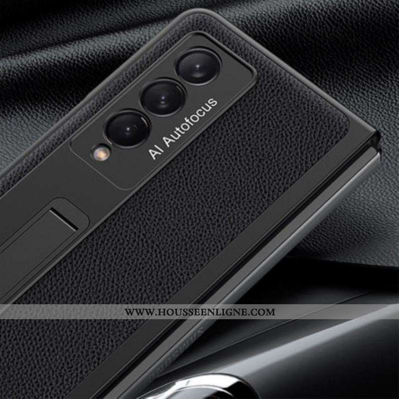 Coque Samsung Galaxy Z Fold 3 5G Cuir Tissé Support GKK