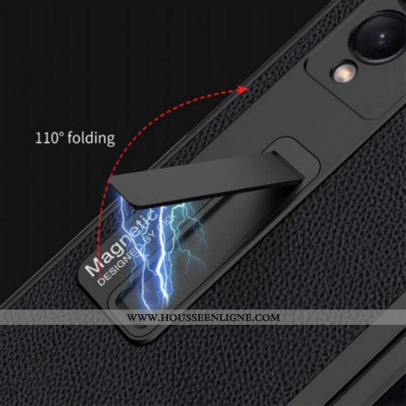 Coque Samsung Galaxy Z Fold 3 5G Cuir Tissé Support GKK