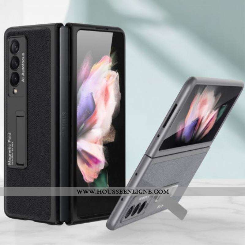 Coque Samsung Galaxy Z Fold 3 5G Cuir Tissé Support GKK