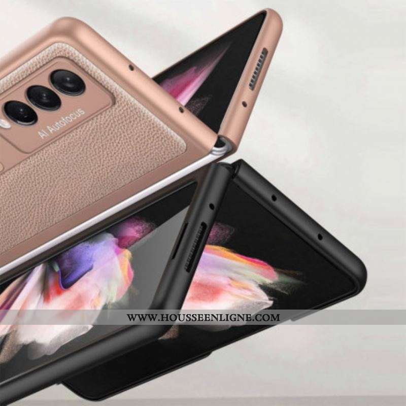 Coque Samsung Galaxy Z Fold 3 5G Cuir Tissé Support GKK