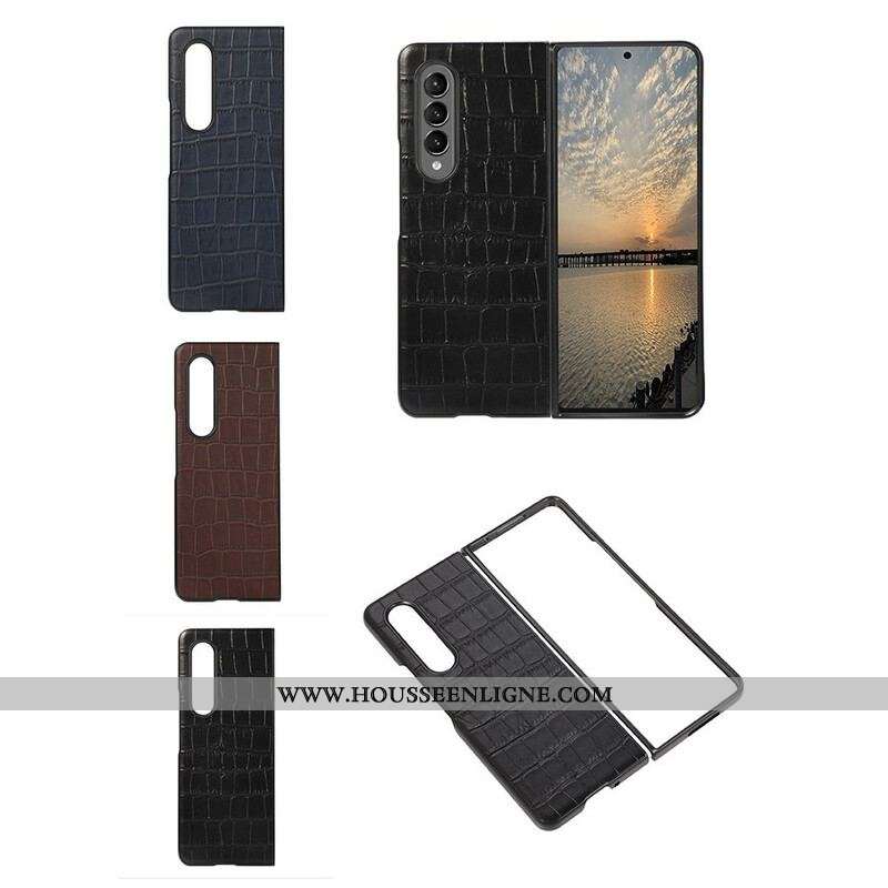 Coque Samsung Galaxy Z Fold 3 5G Cuir Véritable Crocodile