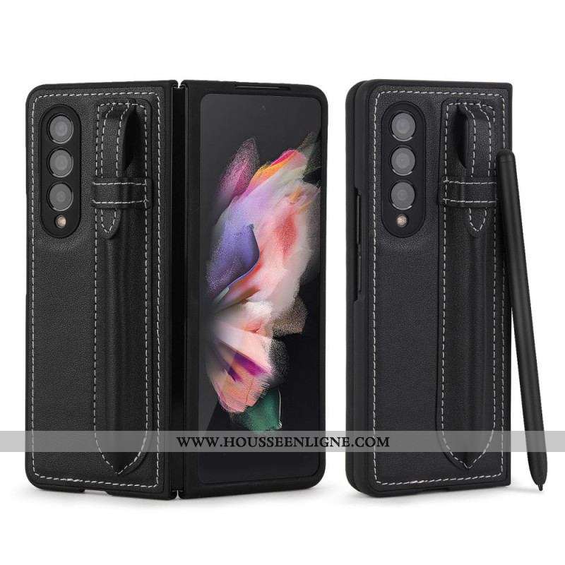 Coque Samsung Galaxy Z Fold 3 5G Cuir Véritable Porte-Stylet