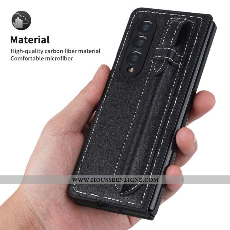 Coque Samsung Galaxy Z Fold 3 5G Cuir Véritable Porte-Stylet