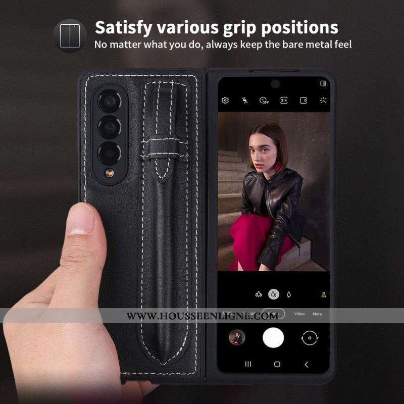 Coque Samsung Galaxy Z Fold 3 5G Cuir Véritable Porte-Stylet