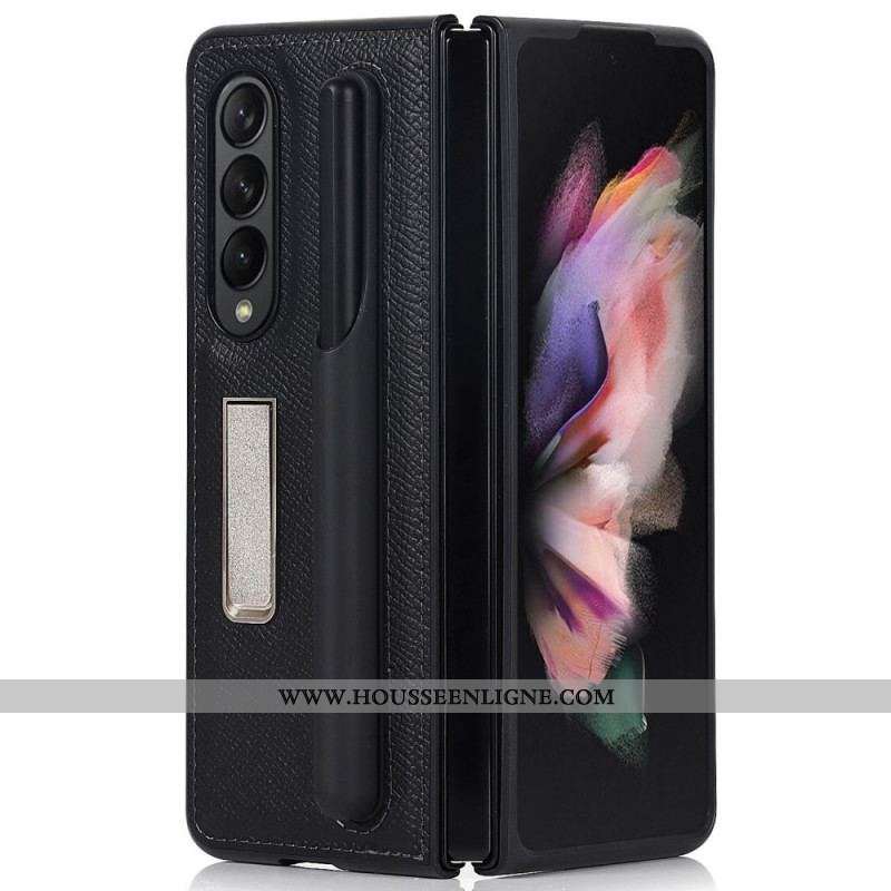 Coque Samsung Galaxy Z Fold 3 5G Cuir Véritable Support et Porte-Stylet