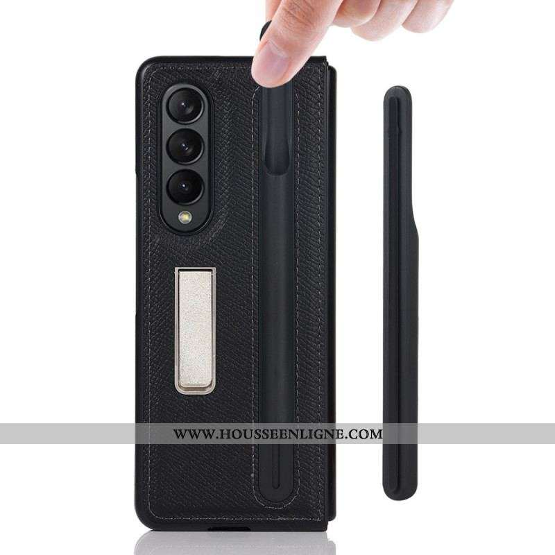 Coque Samsung Galaxy Z Fold 3 5G Cuir Véritable Support et Porte-Stylet