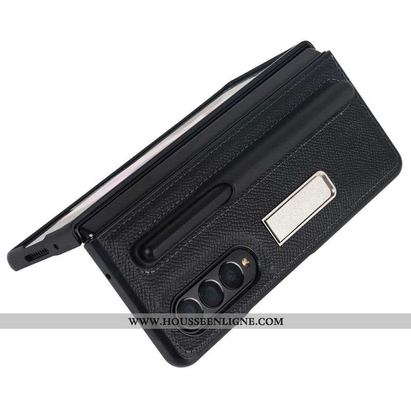 Coque Samsung Galaxy Z Fold 3 5G Cuir Véritable Support et Porte-Stylet