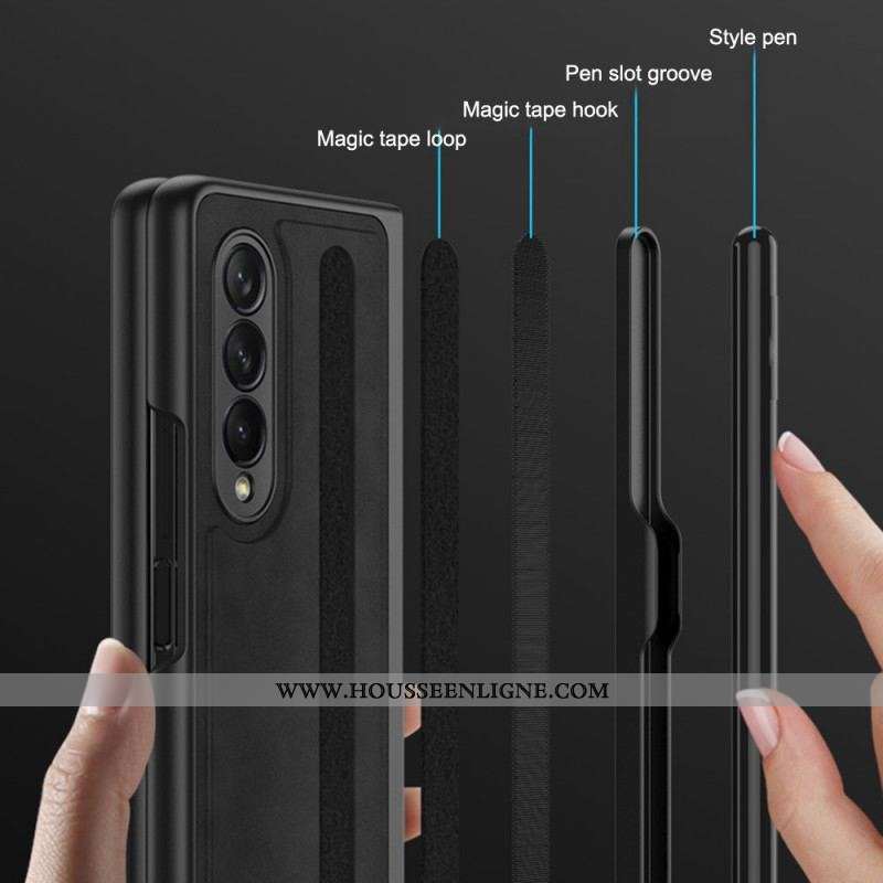 Coque Samsung Galaxy Z Fold 3 5G Effet Cuir Porte-Stylet GKK
