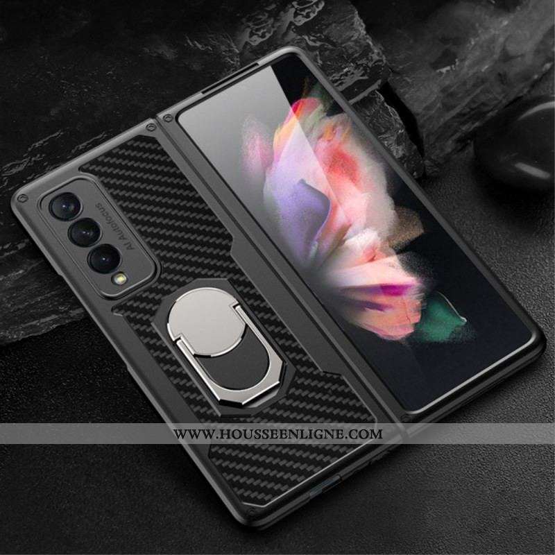 Coque Samsung Galaxy Z Fold 3 5G Fibre Carbone Anneau-Support GKK