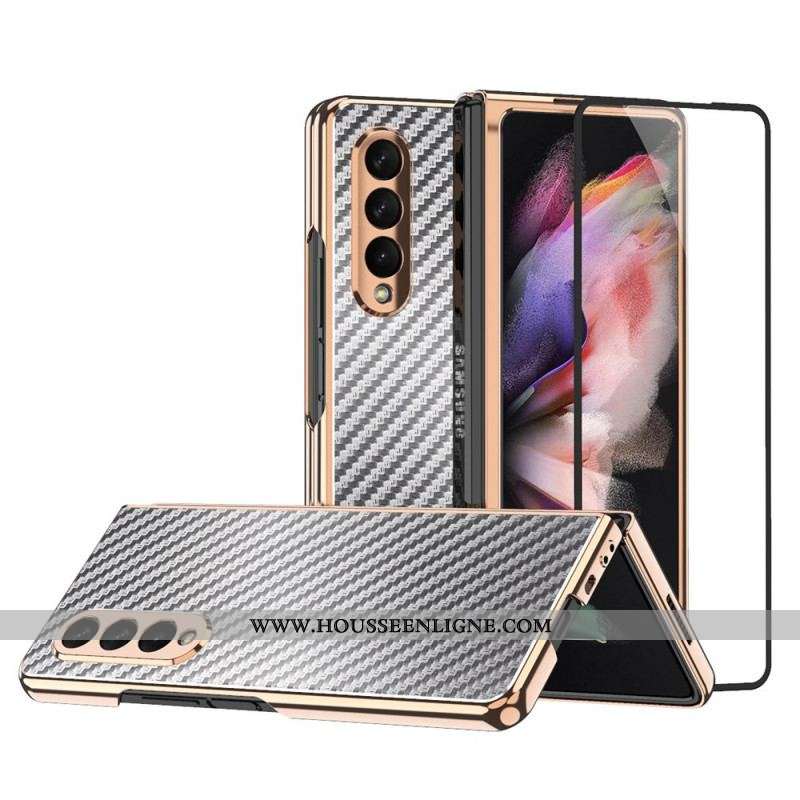 Coque Samsung Galaxy Z Fold 3 5G Fibre Carbone avec Protecteur Écran