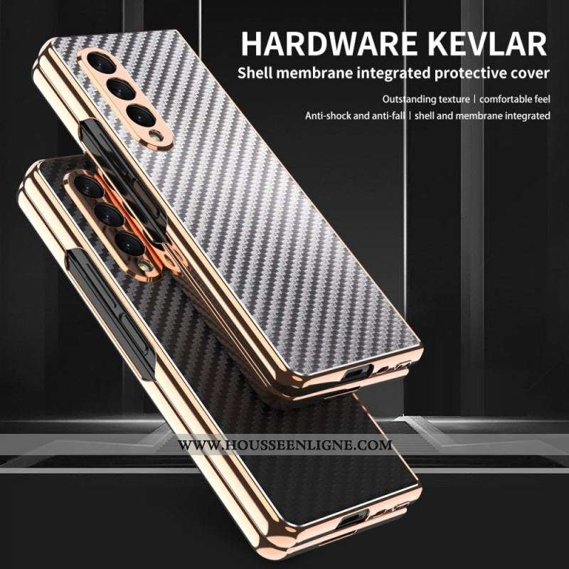 Coque Samsung Galaxy Z Fold 3 5G Fibre Carbone avec Protecteur Écran