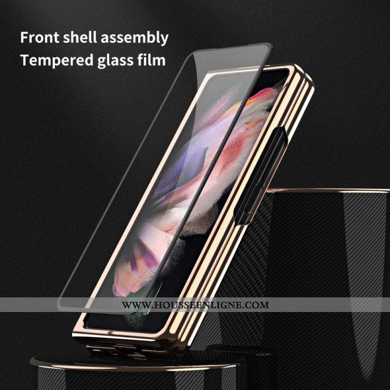 Coque Samsung Galaxy Z Fold 3 5G Fibre Carbone avec Protecteur Écran