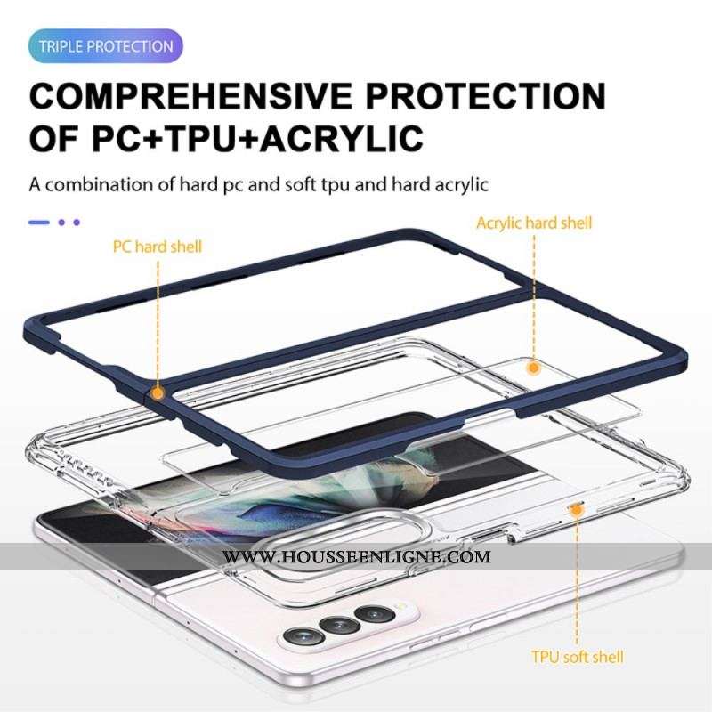 Coque Samsung Galaxy Z Fold 3 5G Hybride Transparente Rebords Colorés