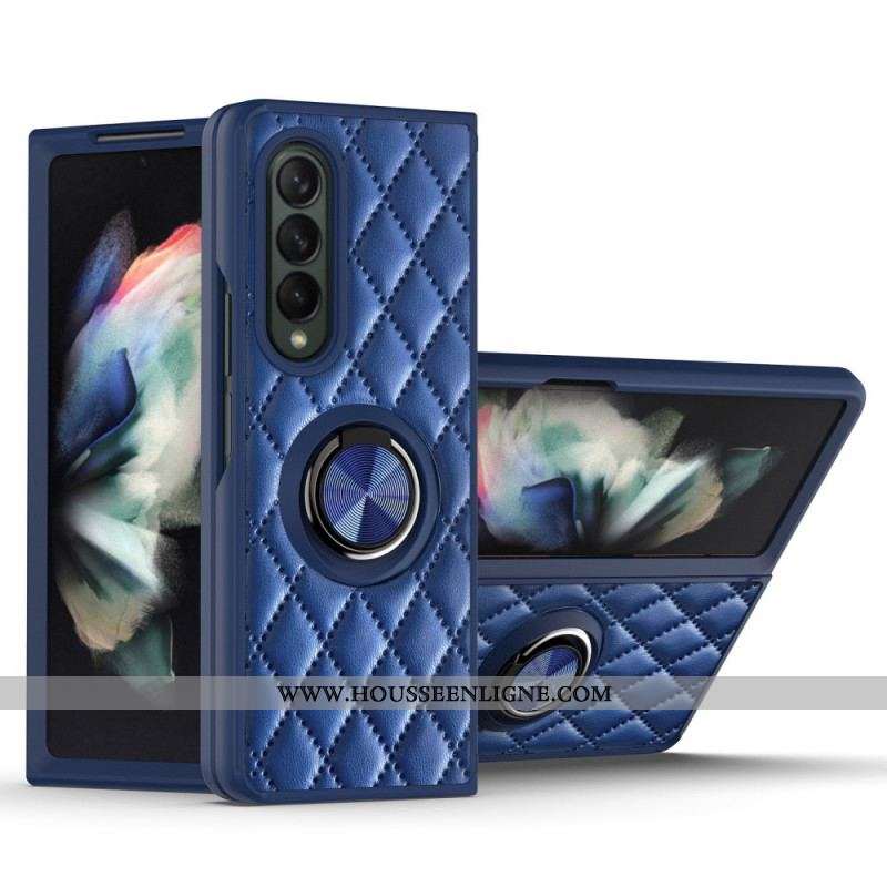 Coque Samsung Galaxy Z Fold 3 5G Matelassée avec Anneau-Support