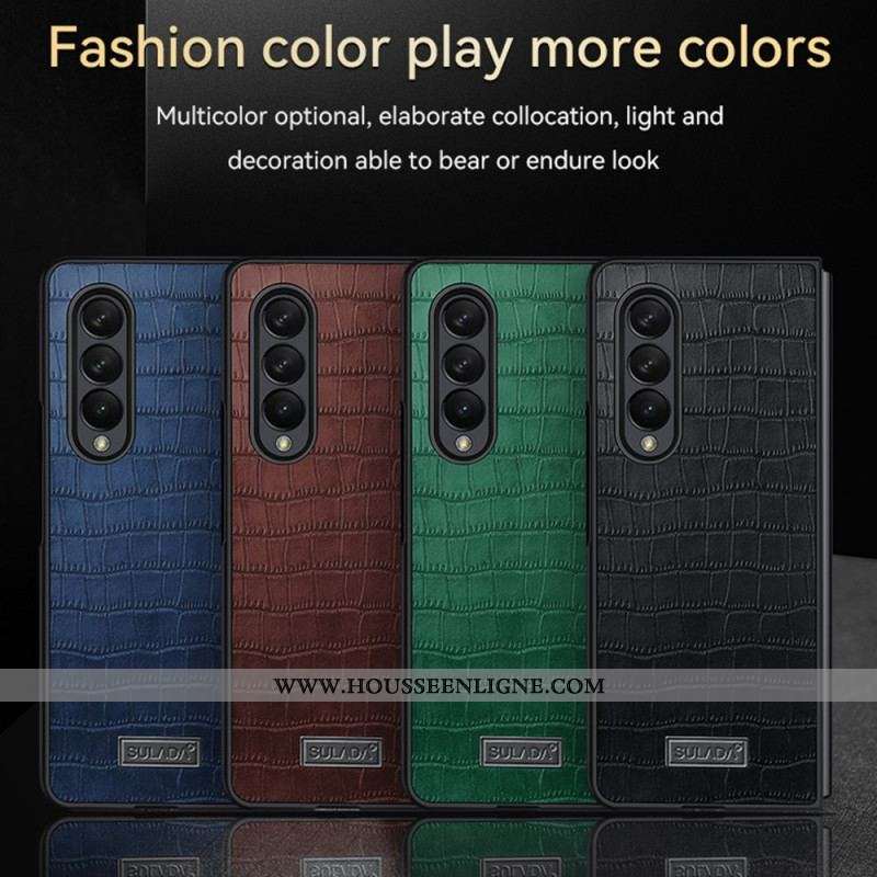Coque Samsung Galaxy Z Fold 3 5G Style Cuir Crocodile SULADA