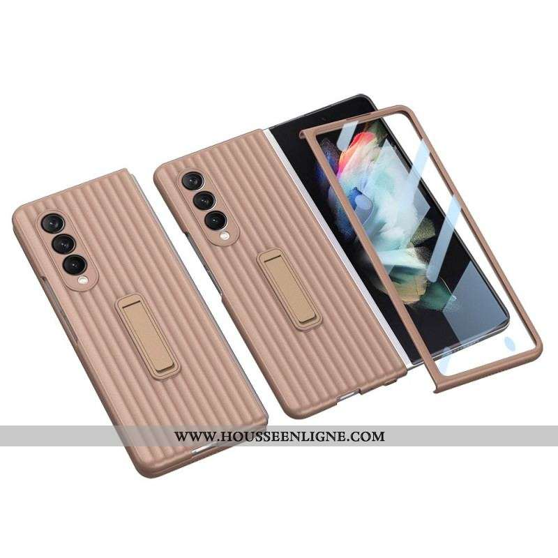 Coque Samsung Galaxy Z Fold 3 5G Texturée Support et Protecteur Écran GKK