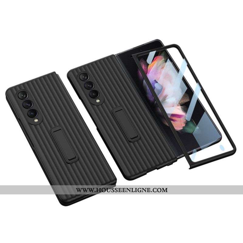 Coque Samsung Galaxy Z Fold 3 5G Texturée Support et Protecteur Écran GKK