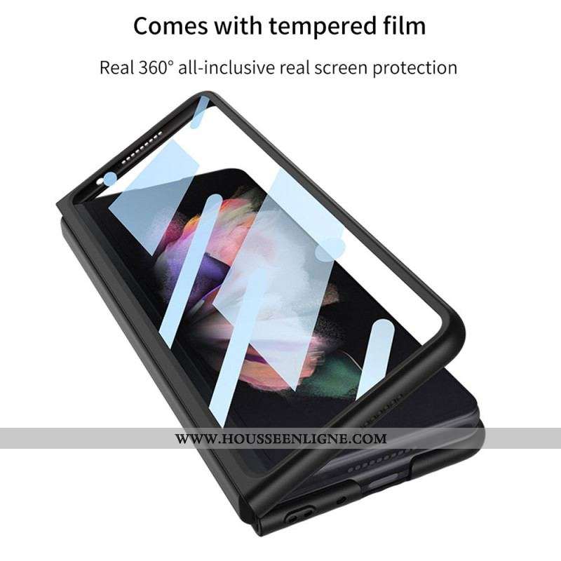 Coque Samsung Galaxy Z Fold 3 5G Texturée Support et Protecteur Écran GKK