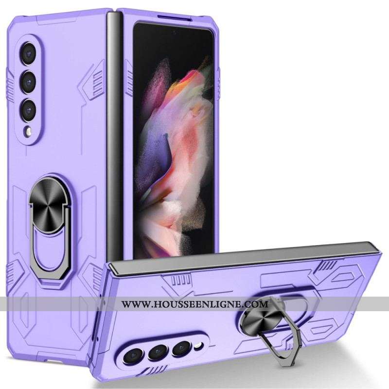 Coque Samsung Galaxy Z Fold 4 Bi-matière et Anneau Rotatif