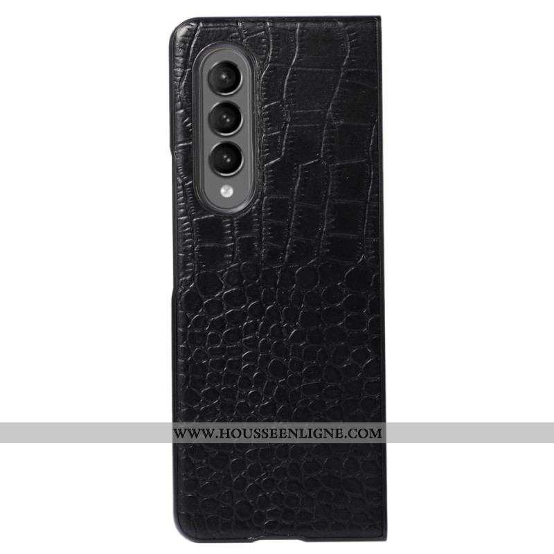 Coque Samsung Galaxy Z Fold 4 Cuir Véritable Effet Crocodile Tendance