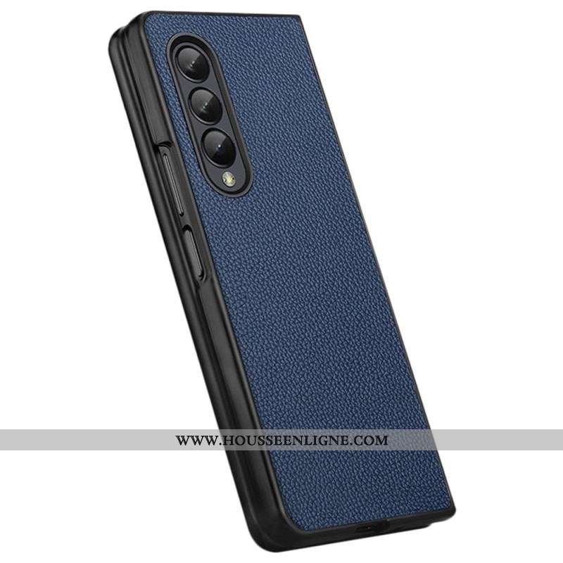 Coque Samsung Galaxy Z Fold 4 Cuir Véritable Litchi