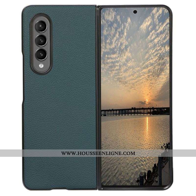 Coque Samsung Galaxy Z Fold 4 Simili Cuir Litchi Effet Rétro