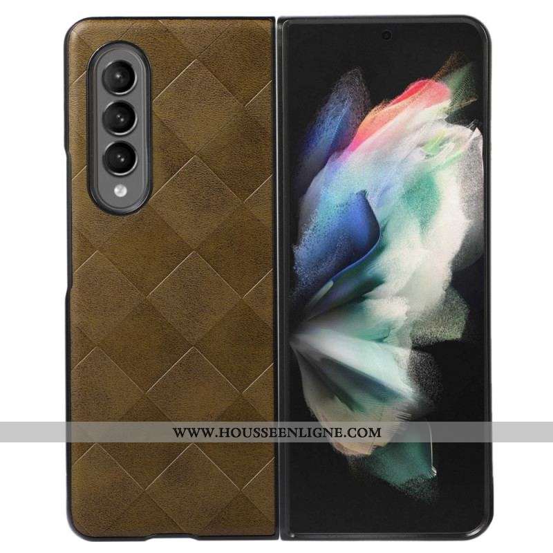 Coque Samsung Galaxy Z Fold 4 Simili Cuir Motif Carreaux