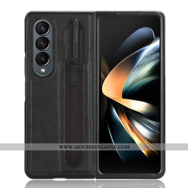 Coque Samsung Galaxy Z Fold 4 Simili Cuir Rétro Stylet
