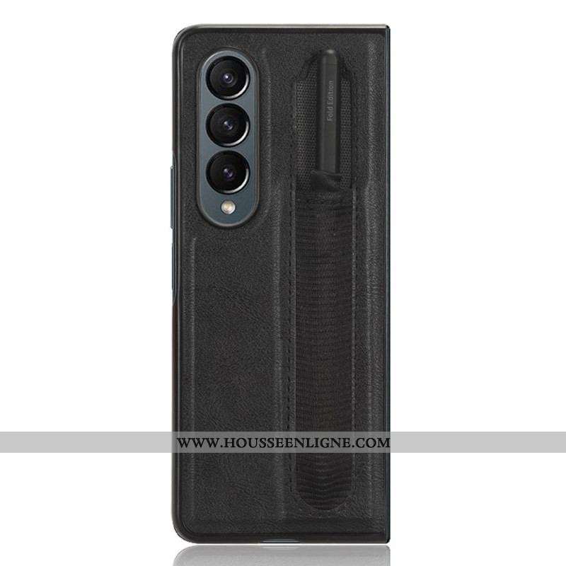 Coque Samsung Galaxy Z Fold 4 Simili Cuir Rétro Stylet