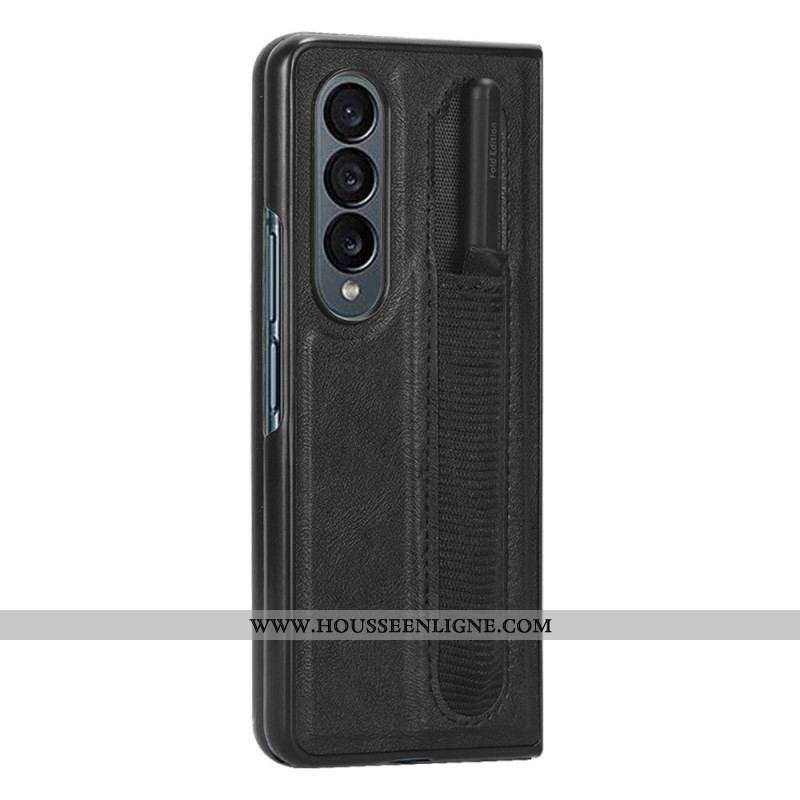 Coque Samsung Galaxy Z Fold 4 Simili Cuir Rétro Stylet