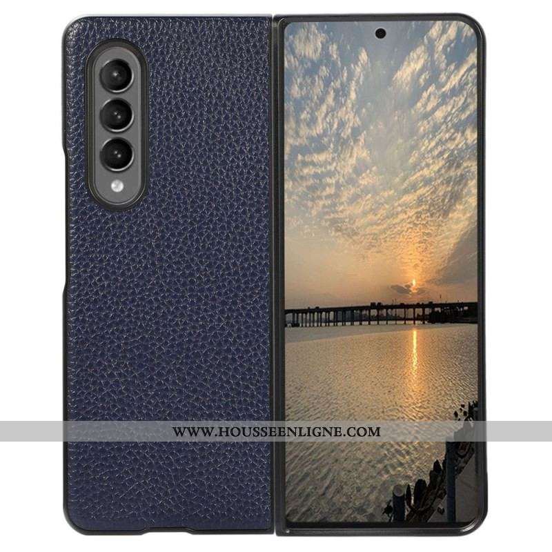 Coque Samsung Z Fold 4 Simili Cuir Litchi Effet Vintage
