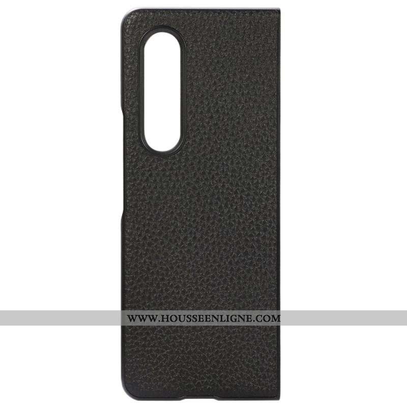 Coque Samsung Z Fold 4 Simili Cuir Litchi Effet Vintage