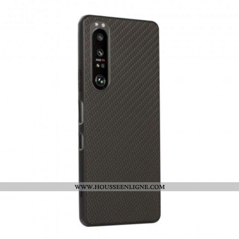 Coque Sony Xperia 1 III Effet Cuir Texture Fibre Carbone