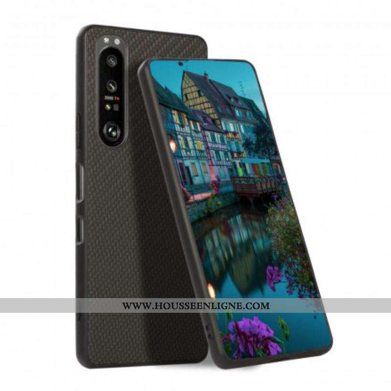 Coque Sony Xperia 1 III Effet Cuir Texture Fibre Carbone