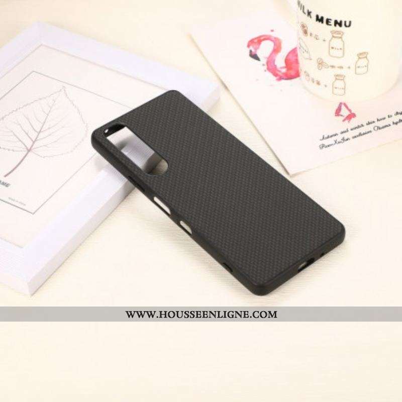 Coque Sony Xperia 1 III Effet Cuir Texture Fibre Carbone