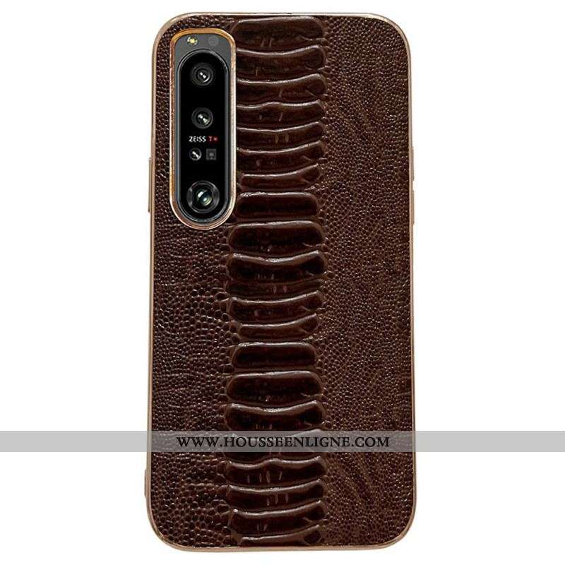 Coque Sony Xperia 1 IV Cuir Véritable Style Crocodile