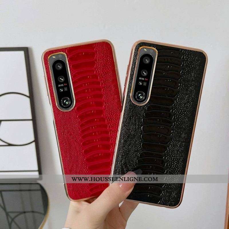 Coque Sony Xperia 1 IV Cuir Véritable Style Crocodile