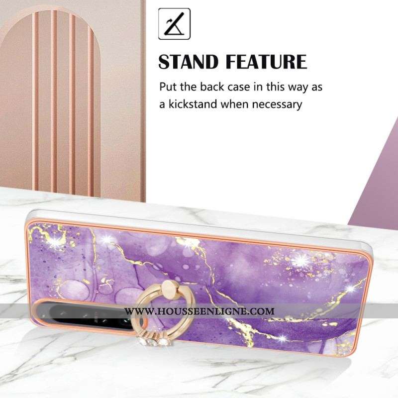 Coque Sony Xperia 1 IV Marbre avec Anneau-Support