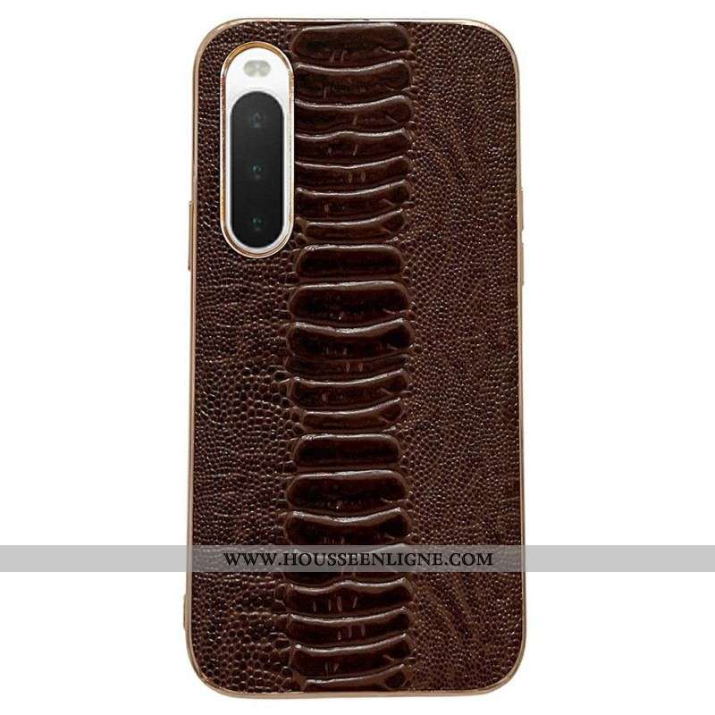 Coque Sony Xperia 10 IV Cuir Véritable Style Crocodile