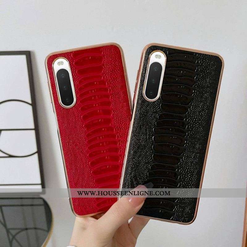 Coque Sony Xperia 10 IV Cuir Véritable Style Crocodile