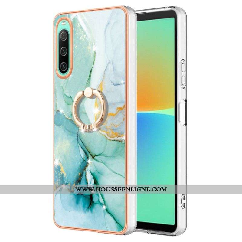 Coque Sony Xperia 10 IV Marbre avec Anneau-Support