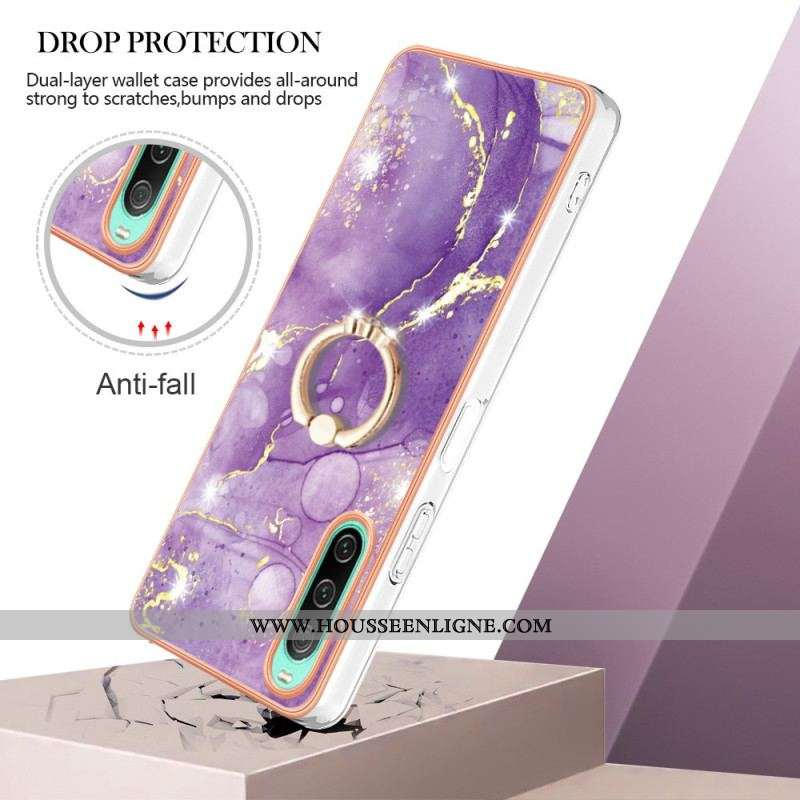 Coque Sony Xperia 10 IV Marbre avec Anneau-Support