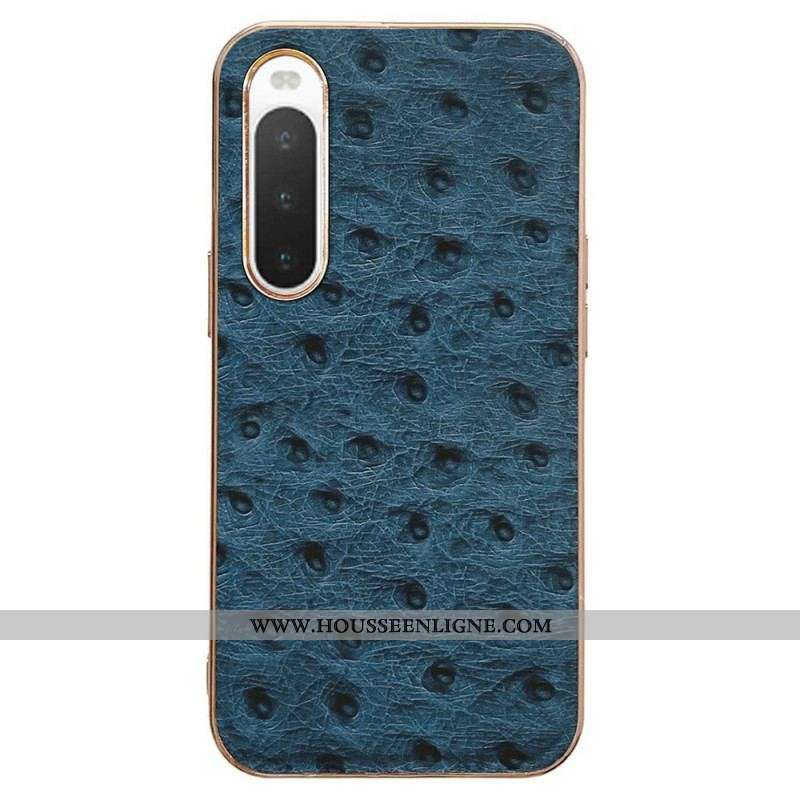 Coque Sony Xperia 10 IV Véritable Cuir Style Autruche