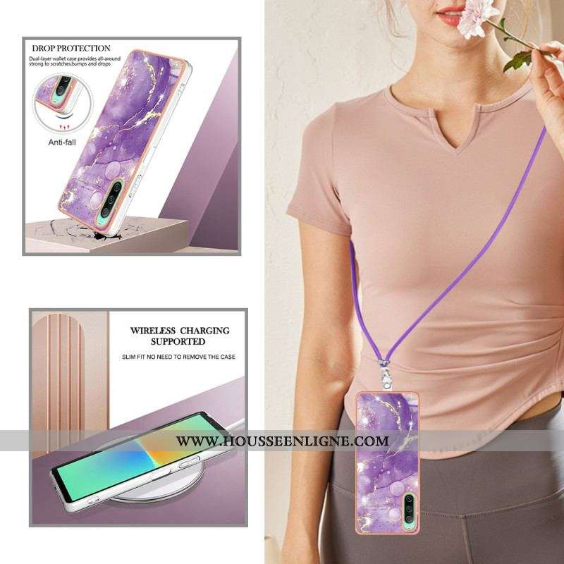 Coque Sony Xperia 10 IV à Cordon Marbre